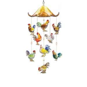   Morning Serenade Rooster Art Glass Hanging Sculpture