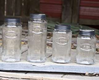   Rustic Hoosier Kitchen Cabinet Mfg. Co Glass 4 pc Canister Set  