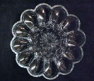 Indiana Pressed Glass Crystal Deviled Egg Plate New  