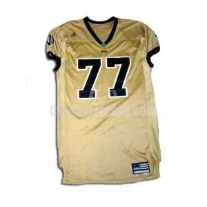  Gold No. 77 Game Used Notre Dame Adidas Football Jersey 