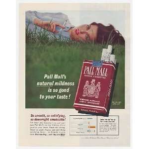  1963 Pall Mall Cigarette Woman Laying in Grass Print Ad 