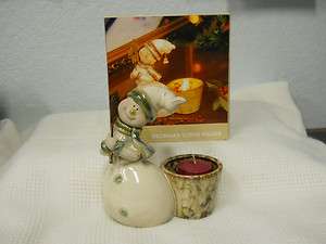 KIRKLANDS HOME Snowman Votive Holders   Set of 2 With Candles (New in 