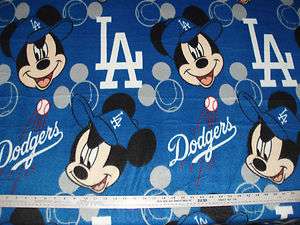   Fabric~ Mickey Mouse as a Los Angeles Dodgers fan Baseball BTY  