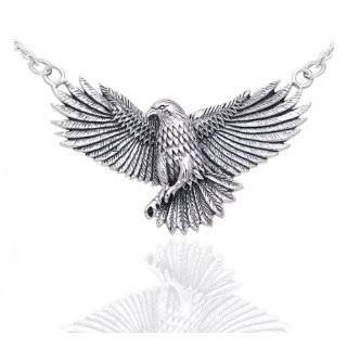  Diamond cut Sterling silver Flying American Eagle Pendant 