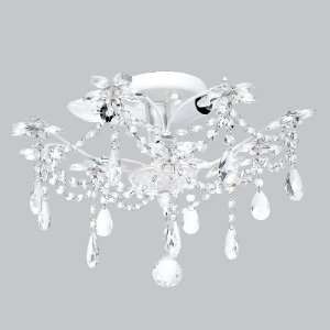   Collection 3 Light Crystal Flower Ceiling Mount Chandelier   White