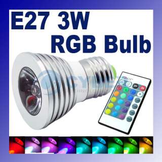 E27 3W 16 Color RGB LED Light Lamp Bulb 85 265V Remote Control 
