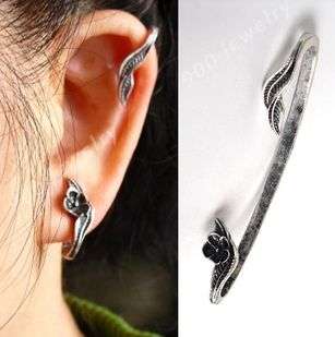 1Pc Left Punk Flower Ear Cuff Earring Stud Piercing Vintage Silver 