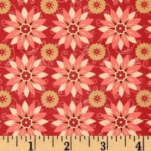  44 Wide Swiss Chocolate Floral Red/Blossom Fabric By The 