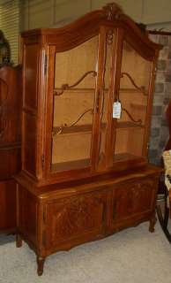 CARVED COUNTRY FRENCH OAK CHINA CABINET  