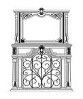 Antiqued Fruitwood Victorian Mirror Electric Fireplace  