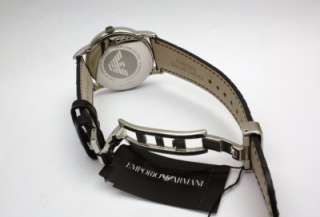 New Emporio Armani Women Classic Black Leather Sub Dial Watch 35mm 