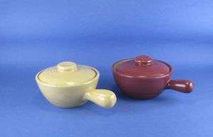 Ceramic Bean Pots Individual Caserrole Bowls Handled  