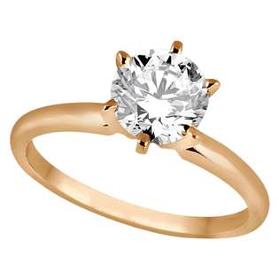 Allurez Six Prong 18k Rose Gold Solitaire Engagement Ring Setting