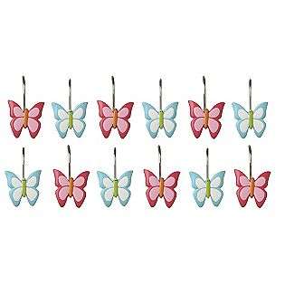 Kennedys Fabric Shower Curtain With Butterfly Hooks 72X72   White 