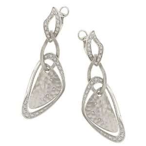    Hammered Dangle Earrings w/ Pave Set Diamonds .22cttw Jewelry