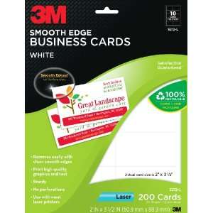 3M Smooth Edge Business Cards, Laser, White, 2 x 3 1/2 Inches, 200 per 
