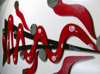 HUGE Red MODERN ABSTRACT WALL SCULPTURE WITH MIRRORS  
