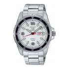   Mens Stainless Stee Seiko 5 White Dial Automatic Link Bracelet Watch