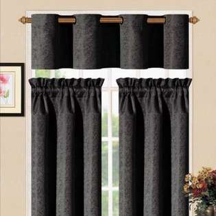 DR International Sensations Grommet Kitchen Curtain Set in Black at 