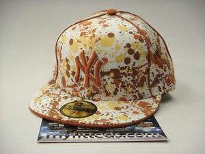 New York Yankees White Brown Paint Splatter New Era Hat  