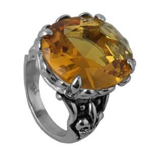   Victorian Cocktail Antique Ring with Yellow Topaz   Size 7 Jewelry