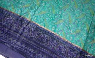   Color Nice Print Beautiful Pure Silk Indian Vintage Sari Fabric # 2020