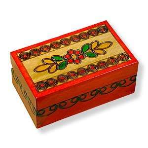  Wooden Box, 5065, Traditional Polish Handcraft, Red with 