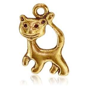 Charm   Cute Walking Kitty, 23x15mm, Pewter Antique Brass (Gold Tone 