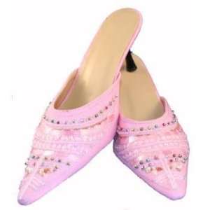  Ladies Fashion Pink Sequined Slides / Mules Case Pack 24 