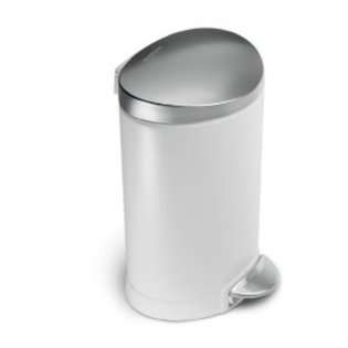simplehuman 6 Liter /1.6 Gallon Mini Semi Round Step Trash Can, White 