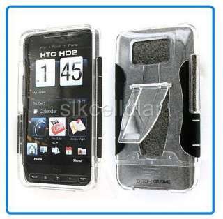 BODYGLOVE HTC HD2 HARD CASE COVER+KICKSTAND CLEAR/BLK  