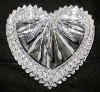 Wedgwood Crystal Heart Shaped Trinket Box, Fan Cut  