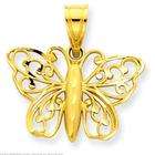 FindingKing 14K Gold Diamond Cut Filigree Butterfly Charm
