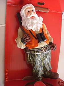 HUNTING SANTA FIGURE with RIFLE dressed in CAMO NEW  