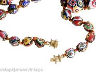 Vintage Venetian Millefiori Beads Necklace & Earrings 1930s 28 