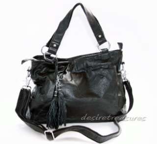 High quality Italian Calf Leather Hand Bag Purse Black  