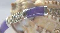 9mm Lavender Jade Silver Luck Link Bracelet 7 1/2  