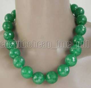 18MM Faced green Jade Charming Necklace  