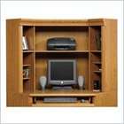 South Shore Axess Small Wood Computer Desk with Hutch in Chocolate