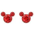 Disney Sterling Silver Ruby Crystal Micky Mouse Earrings 