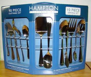 90 Pc Stainless Steel Hampton Silverware Utensils Set  