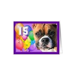 Happy 15th Birthday Boxer dog Card Toys & Games