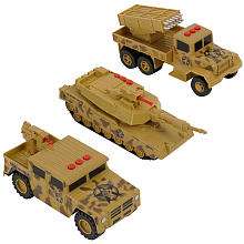 True Heroes Lights and Sounds Military Vehicles 3 Pack   Tank, Truck 