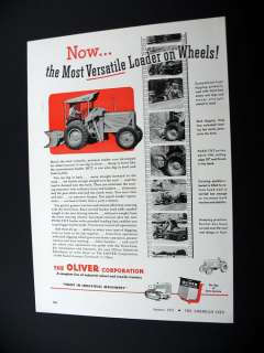 Oliver Loader wheel tractor Strait Line 1951 print Ad  
