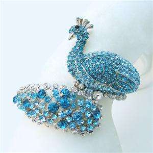 Bird Peacock Bracelet Bangle Blue Swarovski Crystal New  
