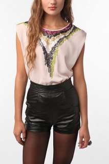 UrbanOutfitters  Olive & Oak Sequin Necklace Blouse