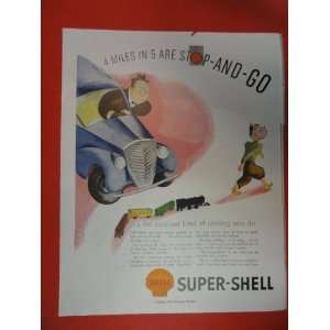  Super Shell Gasoline Print Ad. Orinigal 1937 Vintage 