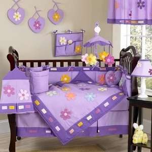   Danielles Daisies Baby Bedding   9 pc Purple Crib Bedding Set Baby