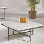 Metal/Stone Modern 2 Pc Square Coffee Table Set  