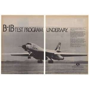   Rockwell B 1B Aircraft Flight Test 2 Page Print Ad